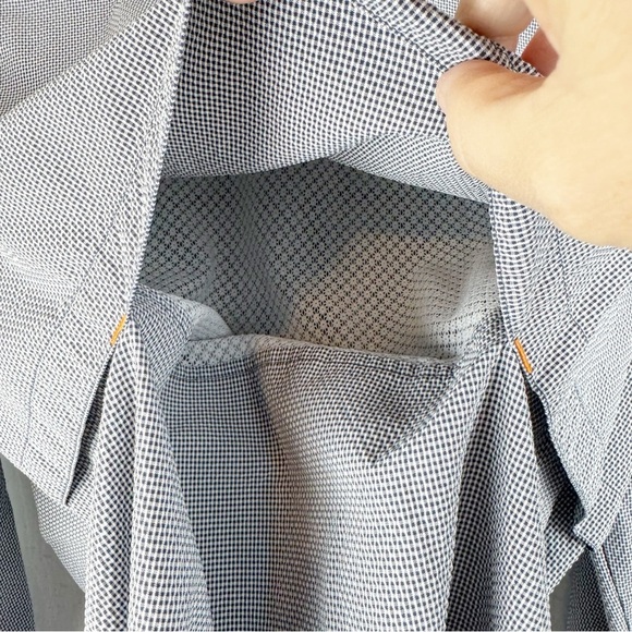 Orvis Navy Gray Casual Button Down Textured Fabric Roll Tab Fishing Shirt Sz L - Picture 4 of 12